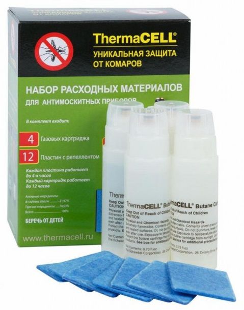 Комплект запасной Thermacell (4 газовых картриджа + 12 пластин)