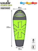 Мешок-кокон спальный правый Norfin Atlantis 350 R (комфорт +10)