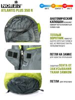 Мешок-кокон спальный правый Norfin Atlantis Plus 350 R (комфорт +10)