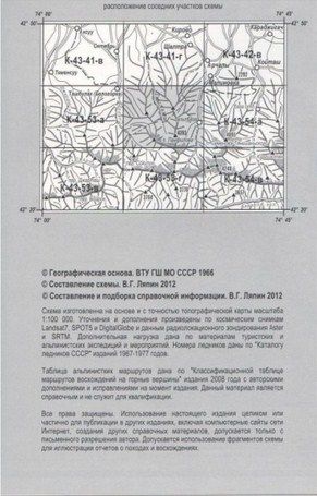 Литература - Карта взаимного расположение вершин и перевалов Средней Азии "Альпбаза Алаарча"