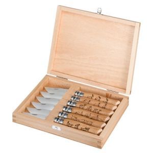 Opinel - Набор в деревянной коробке из 6 ножей №8 Animalia