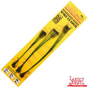 LUCKY JOHN - Поводки стальные Lucky John SSW оснащ. вертл. и вертл. с застёж. 6кг 15-23-30см/1х7 набор