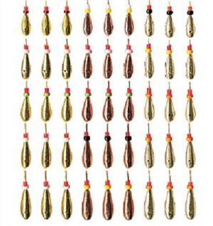 Россия - Набор мормышек литых с бисером золото-серебро-медь упаковка 45 штук