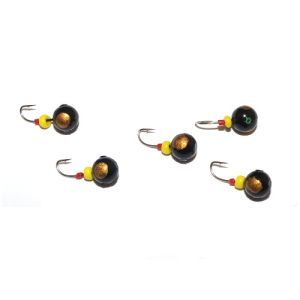 Россия - Приманка свинцовая черная золотая коронка с трубкой и бисером упаковка 10 штук Шар