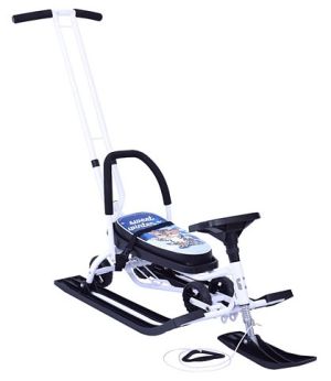 Барс - Снегокат с толкателем и колесами Mobile