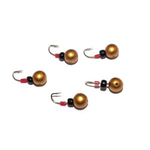 Россия - Приманка свинцовая золотая с трубкой и бисером упаковка 10 штук Шар