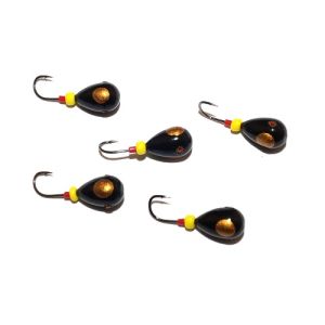 Россия - Приманка свинцовая черная золотая коронка с трубкой и бисером упаковка 10 штук Капля