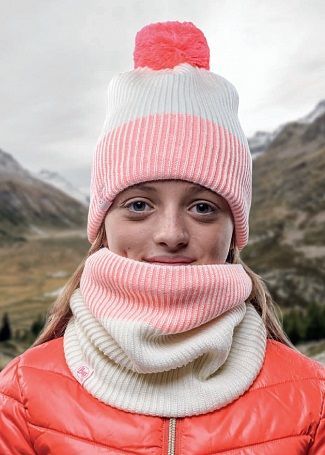 Buff - Приятная детская шапка Junior Knitted & Polar Hat Audny Fog