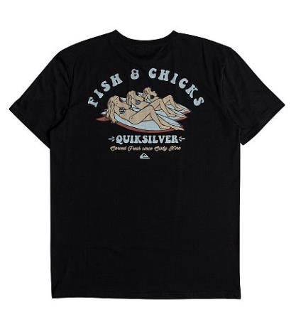 Quiksilver - Темная мужская футболка Fish And Chicks