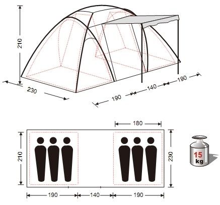 King Camp - Вместительная палатка 3031 Bari 6 Fiber