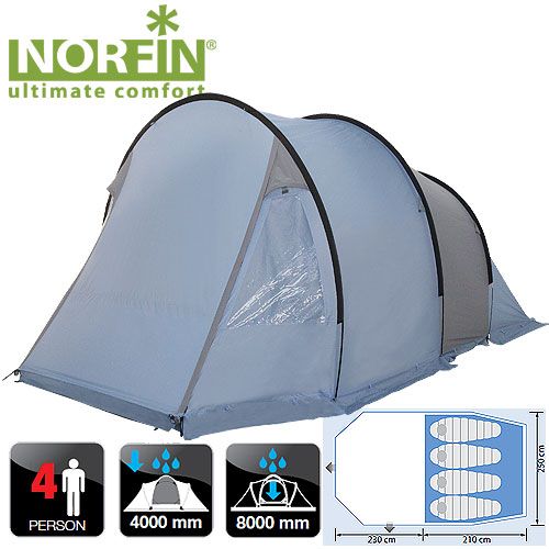 Norfin - Двухслойная кемпинговая палатка 4-х местная Kemi 4 NFL