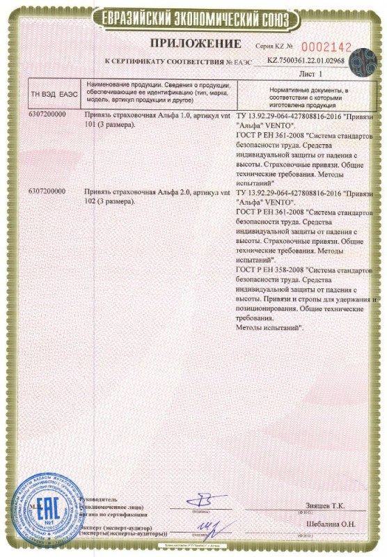 Привязь для промышленного альпинизма Венто Альфа 2.0