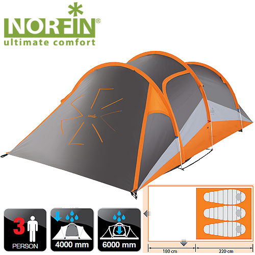Norfin - Палатка 3-х местная Helin 3 Alu Ns (алюминиевые дуги)