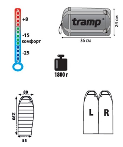 Tramp - Мешок спальный походный OIMYAKON (комфорт -6 С)