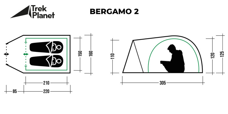 Палатка двухместная туристическая Trek Planet Bergamo 2