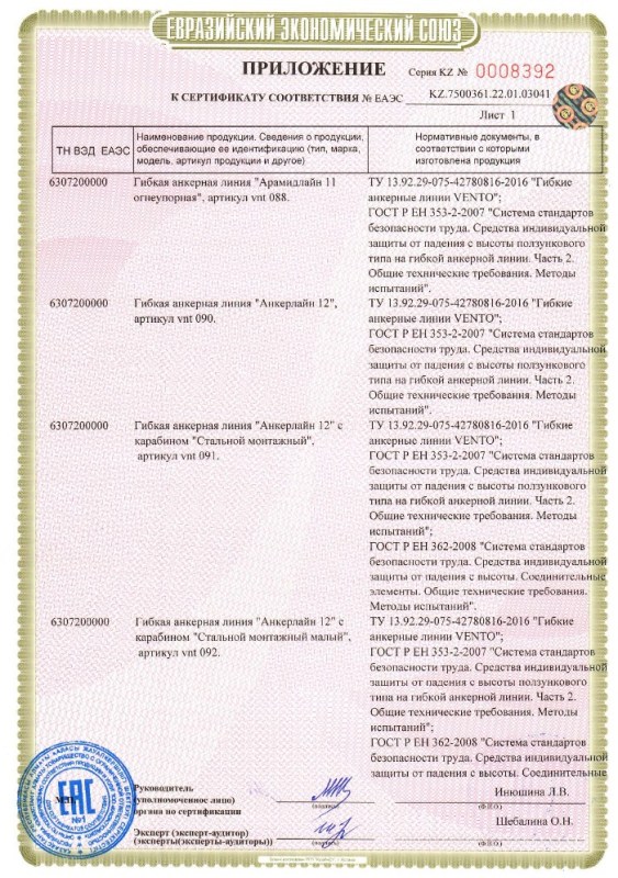 Венто - Защитная анкерная линия Статиклайн 11