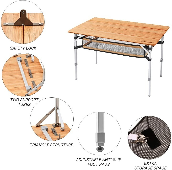 Складной туристический стол King Camp 2016 4-Folding Bamboo Table 10065plus