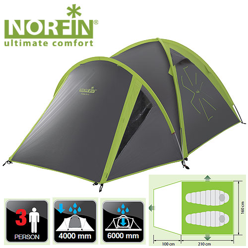 Norfin - Палатка на 3 персоны Carp 2+1 Alu NF (алюминиевые дуги)
