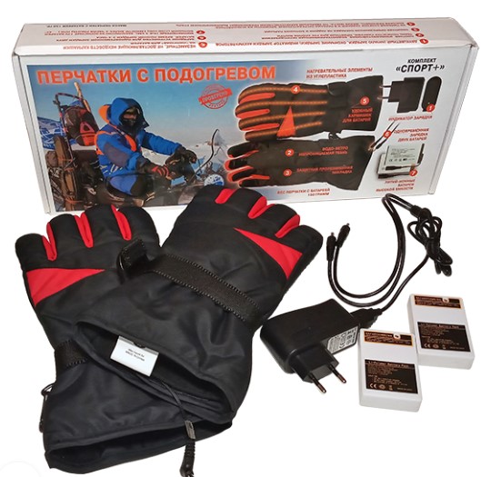 Ветрозащитные перчатки с подогревом Полюс Спорт +