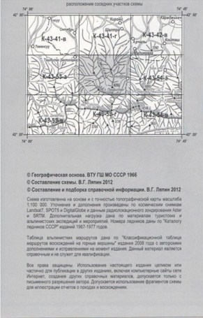 Литература - Карта взаимного расположение вершин и перевалов Средней Азии &quot;Альпбаза Алаарча&quot;