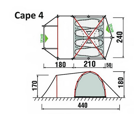 Четырехместная палатка для походов GreenLand Cape 4