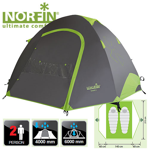 Norfin - Удобная палатка 2-х местная Smelt 2 Alu NF (алюминиевые дуги)